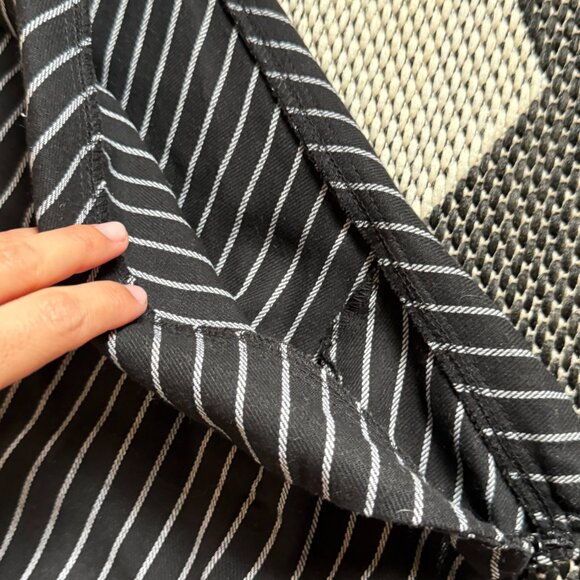 Chic One Shoulder Black & White Pinstriped Mini Dress with A-Line Silhouette - Picture 5 of 7